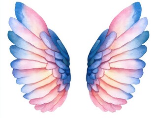 Fototapeta premium Beautiful watercolor wings in soft pastel colors, perfect for artistic designs, illustrations, and creative projects.