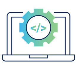 An icon illustrating the software development lifecycle, emphasizing the continuous process of coding, creating, and iterating applications and systems.