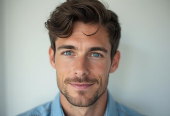 Obraz premium Handsome young man with blue eyes smiling