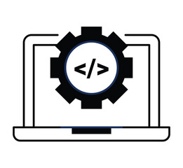 An icon illustrating the software development lifecycle, emphasizing the continuous process of coding, creating, and iterating applications and systems .