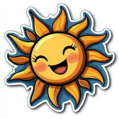 Happy Smiling Sun Cartoon Character Illustration