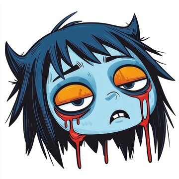 recommend clip art: Cartoon Zombie Girl Head with Blood Dripping from Eyes