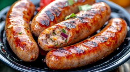 Fototapeta premium Sausages on a plate.