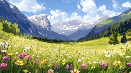 Obraz premium Summer's mountain meadow blooms