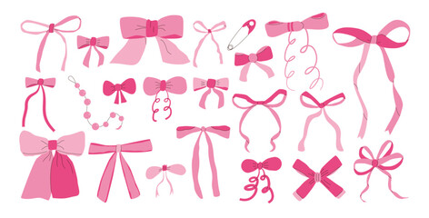 Set of bow knots. Vector hand drawn bowknot collection illustration isolated on white background.