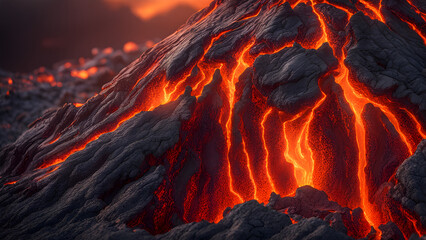 Volcano lava erupting