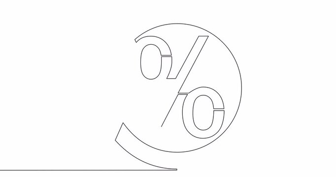 Self drawing line animation Percent down Percentage arrow reduction Banking continuous one single line drawn concept video