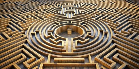 Geometric Labyrinth Maze: Intricate labyrinth with geometric line art, inviting viewers to embark on a journey of confusion and discovery.