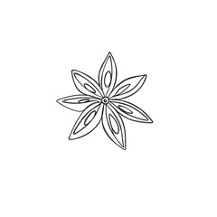 Single Chinese star anise seed freehand sketch template for autumn sticker