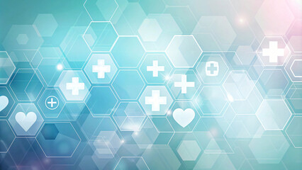 Abstract blue hexagon pattern vector design for medical wallpaper
