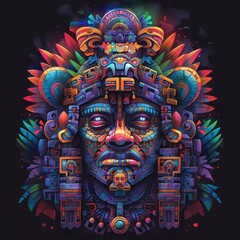 Obraz premium A striking depiction of an ancient figure adorned with intricate details and bold colors