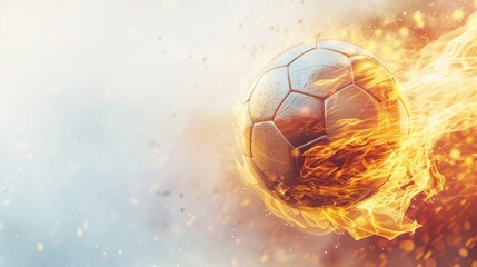 Flaming soccer ball. A soccer ball on fire, ablaze with passion and energy, symbolizes the excitement and intensity of the sport.