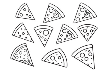 Pizza slices outline silhouette vector design