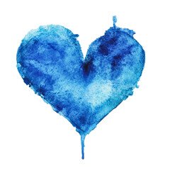 PNG Blue watercolor heart illustration