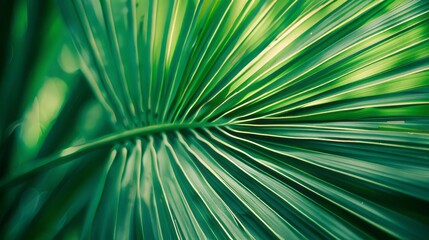 Obraz premium Tropical leaf texture background. Vibrant green tropical plant foliage texture with natural light. Perfect for design projects, presentations, or as a natural background.
