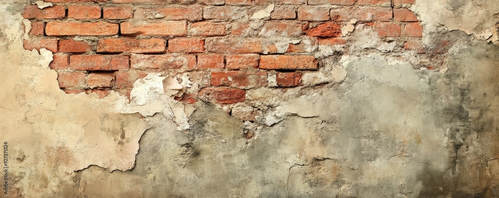 Wall mural  old brick wall with peeling plaster