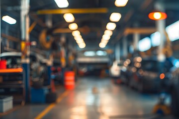 Fototapeta premium Blurred auto body shop background