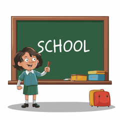 printable cartoon of a school green board