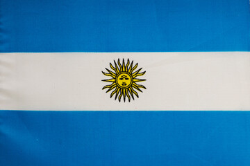 National flag of the state of Argentina close-up. State background.