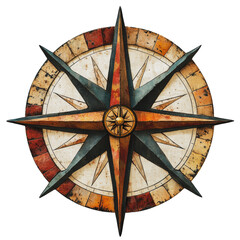 PNG Colorful compass rose with eight points