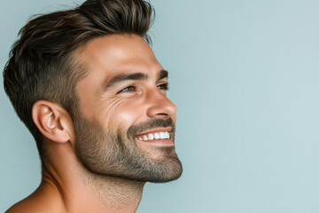 Obraz premium A close up of a man's face with her eyes closed