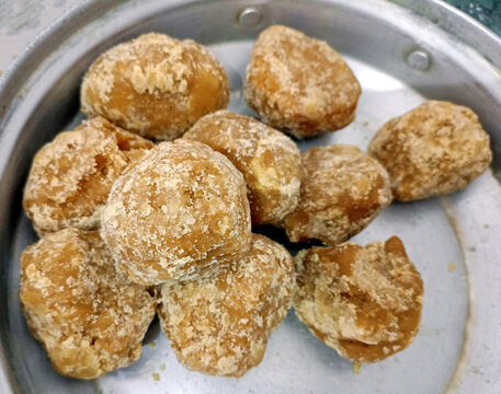 A Closeup of Jaggery (Cane Sugar) Pieces