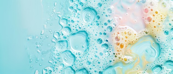 A blue background with a splash of yellow and orange