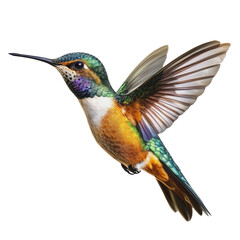 Fototapeta premium PNG Colorful hummingbird hovering near flowers