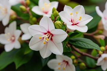 Obraz premium Jasmine Flower Elegance: A Close-Up View of Floral Allurement and Vibrant Freshness