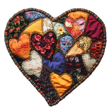 PNG Colorful patchwork heart quilt