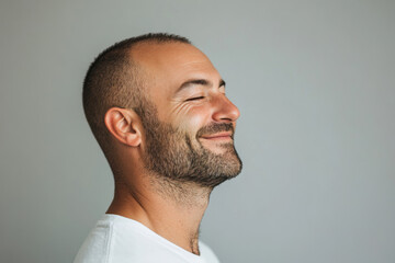 Obraz premium A close up of a man's face with her eyes closed