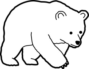 Cute bear coloring outline, coloring book or page