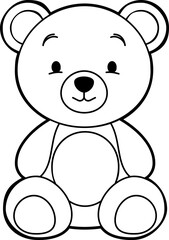 Cute bear coloring outline, coloring book or page