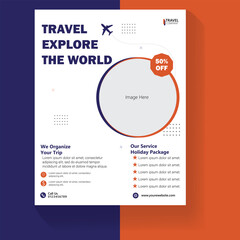 Vector travel flyer and travel agency poster template design .