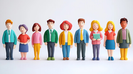 Obraz premium group of people standing in a row, group of people, a lot of plasticine characters, a group of people in a row