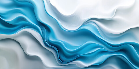 Dynamic abstract blue and white waves with a sense of motion and depth. The image features layered curves, creating a visually striking design with ample copy space.