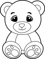 Cute bear coloring outline, coloring book or page