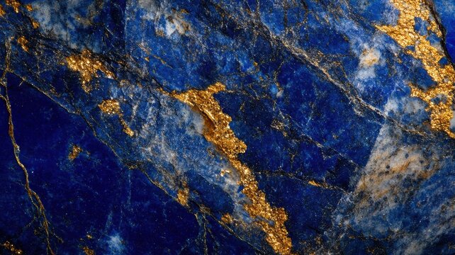 Lapis lazuli captured in a detailed macro shot, showing its unique blue and gold patterns.