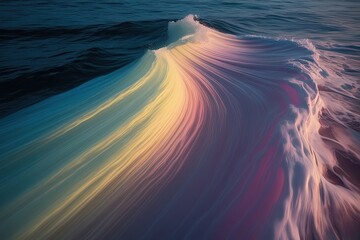 Dynamic Soft Pastel Wave with Yellow, Pink, and Lavender Glowing Ripple on Dark Surface