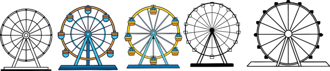 Ferris wheel silhouette vector illustration 