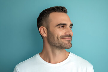 Fototapeta premium A close up of a man's face with her eyes closed