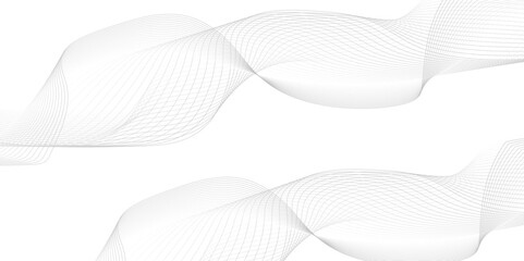 White wave curve lines banner background design. Abstract soft wave lines dynamic flowing gray light isolated background. Vector Illustration of the gray pattern of lines. Black stripes on white .