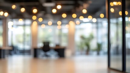 Blurred office background, providing a soft focus of the workspace environment and subtle office decor.