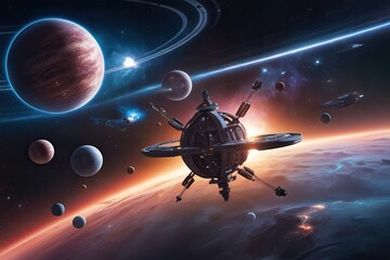 3D Artwork of Celestial Mechanics and Exploration in a Stunning Digital Universe Among the Stars