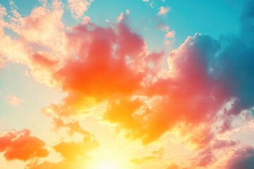 Abstract Sunset sky, clouds illuminated by the sun , ai