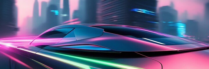 Fototapeta premium A close up of a car on a city street. Car is parked on the road