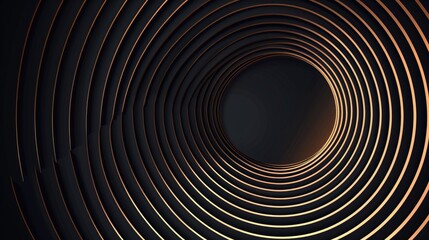 Obraz premium Abstract gold circle lines on dark background. Geometric stripe line art design. Modern luxury template. Suit for presentation, banner, cover, web, flyer, poster, brochure AI generated