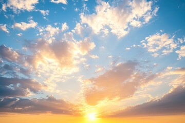 Fototapeta premium Abstract Sunset sky, clouds illuminated by the sun , ai