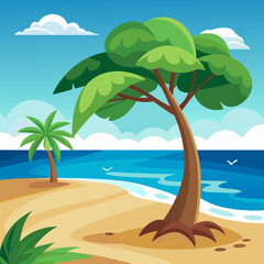 Fototapeta premium tree on the beach vector illustration
