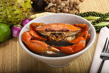 Delicous luxury steamed red crab
